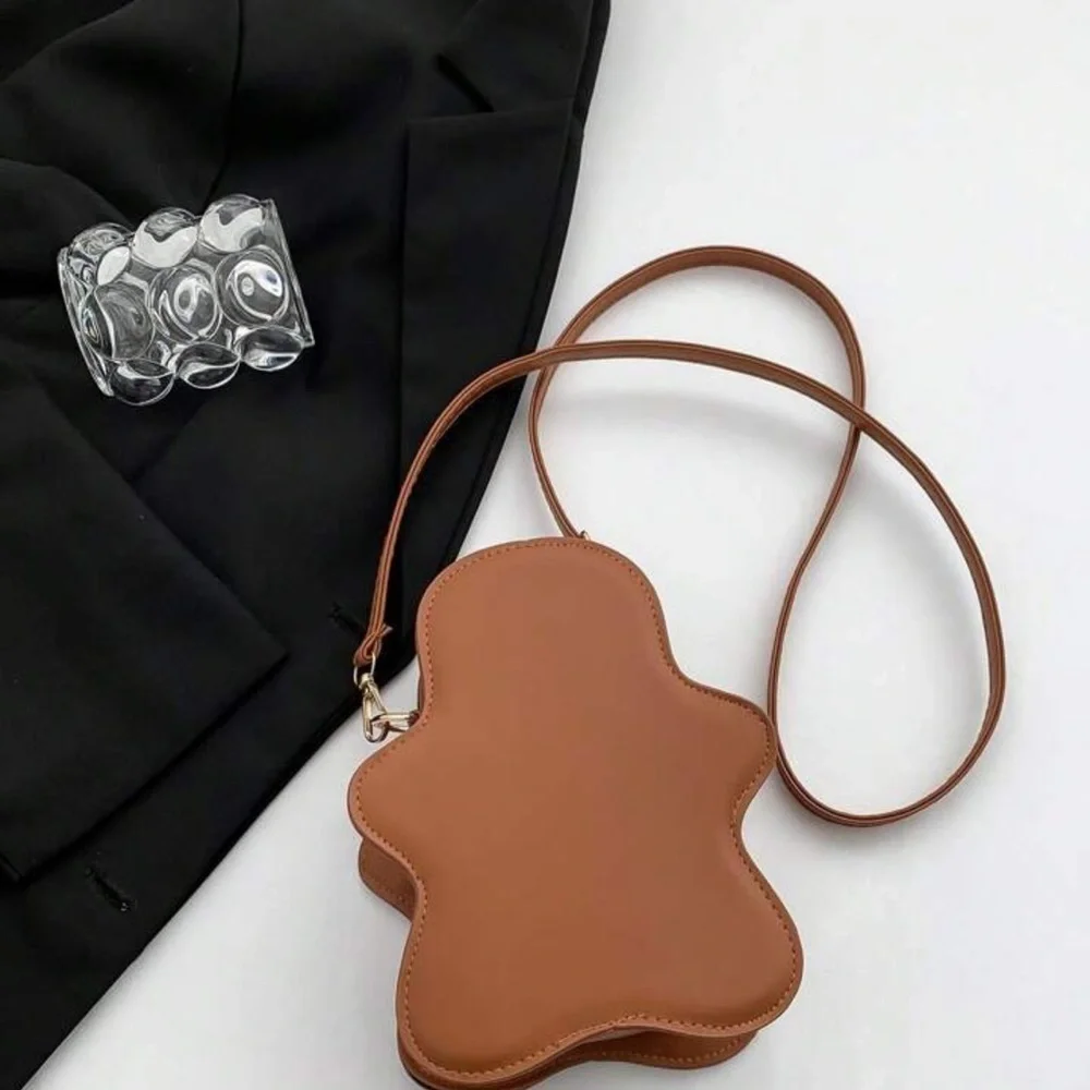 Gingerbread Man Brown Leather Crossbody Bag